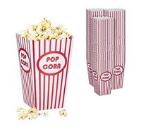 Relaxdays Popcorn Bags, Set of 72, Striped, Retro Look, Cinema, Movie Night Accessory, Cardboard, Container, Red/White, 16 x 10.5 x 10.5 cm