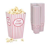 Relaxdays Popcorn Bags, Set of 72, Striped, Retro Look, Cinema, Movie Night Accessory, Paper, Container, Pink/White, Cardboard, 16 x 10.5 x 10.5 cm