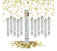 Relaxdays Popper, 12 Pack, Confetti, Birthday Party, Wedding, Celebration, H x D: approx. 40 x 5 cm, Gold, Cardboard