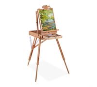 Relaxdays Portable, Adults, Height & Tilt Adjustable, Painting Case, XL Easel with Drawer, Wooden, Natural, Wood, 180 x 100 x 70 cm