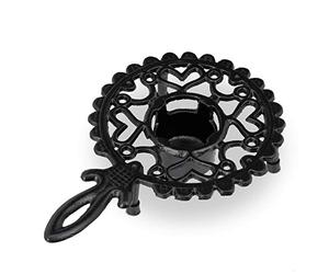Relaxdays Pot Warmer for Tea & Coffee, 1 Tealight, Mug Tray, Candle Holder, Antique Design, Cast Iron, Black