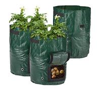 Relaxdays Potato Grow Bags, 3X Set, for Cultivation, Ventilation & Drainage, View Window, HxD: 44 x 33 cm, Dark Green