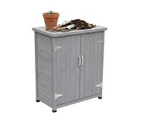Relaxdays Potting Table with Base Cabinet, Wood & Galvanised Worktop, 90x75x40 cm, Grey