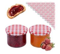 Relaxdays preserving jars, set of 100, 220 ml, twist-off lids, jam jars, clear, red-white lids