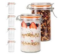 Relaxdays preserving jars, set of 6, 500 ml, clip-top lids, canning, storage, clear
