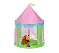 Relaxdays Princess Play Tent, for Children, Large Indoor Playhouse, HWD: 135 x 102 x 102 cm, 4 Entrances, Green/Pink, Polyester