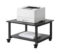 Relaxdays, printer desk with castors, 2 shelves, steel & chipboard, black