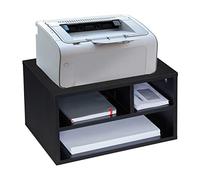 Relaxdays Printer Stand, Desk Tidy, 3 Compartments, Organiser, Tabletop Shelf for Office, HWD: 22.5 x 40 x 30 cm, Black