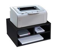 Relaxdays Printer Stand, Desk Tidy, 3 Compartments, Organiser, Tabletop Shelf for Office, HWD: 22.5 x 47 x 40 cm, Black