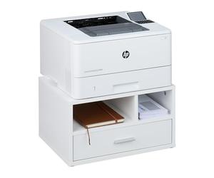 Relaxdays Printer Stand for Desk, 2 Compartments & Drawer, Office Shelf, Spare Paper Storage, 22.5 x 40 x 30 cm, White