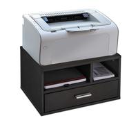 Relaxdays Printer Stand, Desk Tidy, 3 Compartments, Organiser, Tabletop Shelf for Office, HWD: 22 x 40 x 30 cm, Black