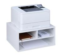 Relaxdays Printer Stand for Desk, 3 Compartments, Office Shelf, Spare Paper, Storage, HxWxD: 22.5 x 47 x 40 cm, White, Fibreboard