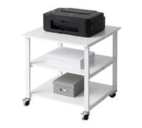 Relaxdays Printer Stand with Castors, Colours | 3-tier, HxWxD: 53 x 50 x 50 cm, printer trolley on castors for office, printer stand, engineered wood & metal