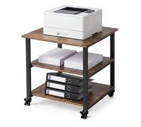 Relaxdays Printer Table with Castors, Colour Options | 3-tier, HxWxD: 53 x 50 x 50 cm, printer trolley for office, printer stand, engineered wood & steel