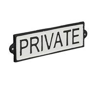 Relaxdays Private Sign, Wall, Door, Cast Iron, Metal, Decor, On Site, Security, Warning, Premises, Black/White, 5.5 x 19 x 0.5 cm