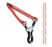 Relaxdays Professional Slingshot Slingshot with 6 Slingshot Rubbers, Hunting Slingshot from 18, Metal Catapult Slingshot Red