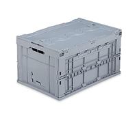 Relaxdays Professional Storage Box, Sturdy, Commercial Crate, Lidded, 32.5x58x39.5cm, Grey