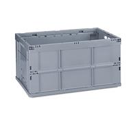 Relaxdays Professional Storage Box, Sturdy, Commercial Crate, Plastic, 31.5x58.5x40cm, Grey
