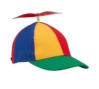Relaxdays Propeller Cap, Striped, for Adults, Head Size 55-61 cm, Carnival, Helicopter Beanie, Colourful, Cotton, Plastic, 14 x 19 x 27 cm