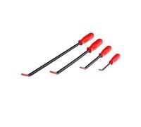 Relaxdays Pry Bar Set, 4 Steel Crowbars with Rubber Grip, 200/300/450/600mm, Black/Red, 60x2.5x2.5cm