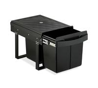 Relaxdays Pull Out Kitchen Bin, 2 Compartments, 2 x 15L, 34.6x34x51.8 cm, Cupboard, Built-In Rubbish Disposal, Black
