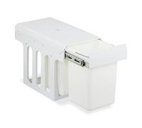 Relaxdays Pull Out Kitchen Bin, 2 Compartments, 2 x 8L, 35.5x25x47 cm, for Cupboard, Built-in Rubbish Disposal, White, Steel, Plastic