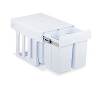 Relaxdays Pull Out Kitchen Bin, 4 Compartments, 4 x 8L, 35.1x34.3x48 cm, for Cupboard, Built-In Rubbish Disposal, White