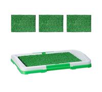 Relaxdays Puppy Litter Tray, Dog, Toilet, Indoor & Outdoor, 4X Grass Mats, HxWxD: 5.5 x 45.5 x 33, Plastic, White/Green, 5.5 x 45.5 x 33 cm