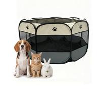 Relaxdays Puppy Playpen, foldable pop-up indoor/outdoor dog pen, 58x114 cm, multicolor, polyester, XL