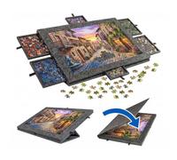 Relaxdays puzzle board, 1000 pcs, 6 drawers, felt, dark grey