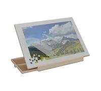 Relaxdays Puzzle Board with 2 Drawers, Fits Jigsaw up to 1000 Pieces, Tiltable, Rotatable, Wooden, Hobby Table, Natural, Wood, 6.5 x 79 x 56 cm