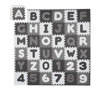 Relaxdays Puzzle Mat ABC and Numbers, 60 Pieces, Play Children, WXD: 172x172 cm, Non-Hazardous, Foam, White and Grey, 1x30x30 cm