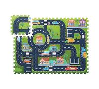 Relaxdays Puzzle Mat City Map, 12-Piece Play Carpet for Children, Pollutant-Free, Foam, HxW: 114x86 cm, Multicoloured