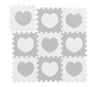 Relaxdays Puzzle Mat Heart Pattern 18 Pieces Made of Non-Toxic EVA Foam 91.5 x 91.5 cm White/Grey
