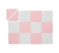 Relaxdays Puzzle Play Mat, 12 Pieces, Crawling Baby Jigsaw, Non-Toxic, Washable, Soft EVA Foam, 114 x 86 cm, Pink/White, 114x86 cm