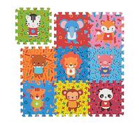 Relaxdays Puzzle Play Mat with Animals, Crawling Baby Jigsaw, Non-toxic, Washable, Soft EVA Foam, 86x86cm, Multicoloured