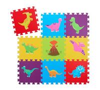 Relaxdays Puzzle Playmat, 3x3 Baby Crawling with Edge, Dinosaurs, Non-Toxic Foam Pad, HWD: 1 x 86 x 86 cm, Colourful