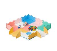 Relaxdays Puzzle Playmat with Edge, 25 Pieces, Crawling Baby Jigsaw Mat, Washable, Safe EVA Foam, 114 x 114cm, Colourful