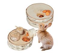 Relaxdays Rabbit Activity Toy, Set of 2, Treat Challenge for Small Animals, Entertainment, Guinea Pigs, Natural Wood, 6.5 x 18 x 18 cm