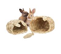 Relaxdays rabbit toy, set of 3 pieces, feeding stand & treat box, teeth grinding, guinea pig feeding stand, natural wood