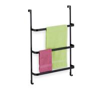 Relaxdays Rack, 3 Rails, H x W x D: 85 x 54.5 x 15 cm, Door Towel Holder, Steel, Black