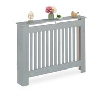 Relaxdays Radiator Cover, Cottage Style, HWD: 83 x 112 x 19 cm, Heating Surround Shelf, MDF, Cladding, Hideaway, Grey, 100% fibreboard, L