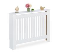 Relaxdays Radiator Cover, Cottage Style, HWD: 83 x 112 x 19 cm, Heating Surround Shelf, MDF, Cladding, Hideaway, White, 100% fibreboard, Large