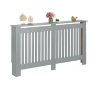 Relaxdays Radiator Cover, Cottage Style, HWD: 83 x 152 x 19 cm, Heating Surround Shelf, MDF, Cladding, Hideaway, Grey, 100% fibreboard, XL