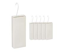 Relaxdays Radiator Humidifiers, Set of 6, Water Vapouriser for Heating, Hanging, Ceramic, Room Moistener, White, Iron, 20 x 9 x 4 cm