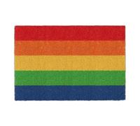 Relaxdays rainbow coconut mat, 60x40 cm, non-slip, weatherproof, indoor & outdoor doormat, multicoloured