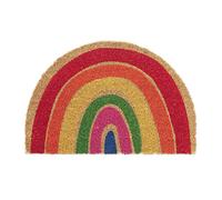 Relaxdays Rainbow Doormat Coir Rubber, 40 x 60 cm, Door Mat Inside & Outside, Multicoloured, Coco