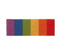 Relaxdays Rainbow Doormat Coir Rubber, 75x25 cm, Door Mat Inside & Outside, Non-Slip, Multicoloured, Coco, 75x25cm