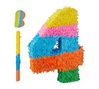 Relaxdays Number piñata with stick and mask