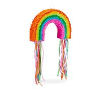 Relaxdays Rainbow Pinata, Hanging Children’s Paper Piñata for Boys & Girls, Fillable, Birthday Decoration, Piñata, Colourful